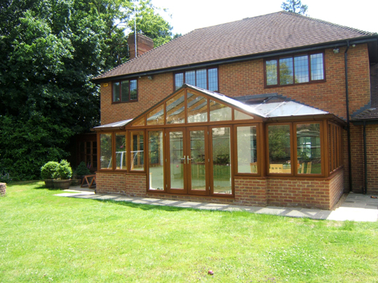 Completed oak gable conservatory from the RHS