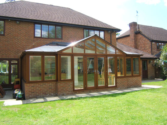 Completed oak gable conservatory from the LHS